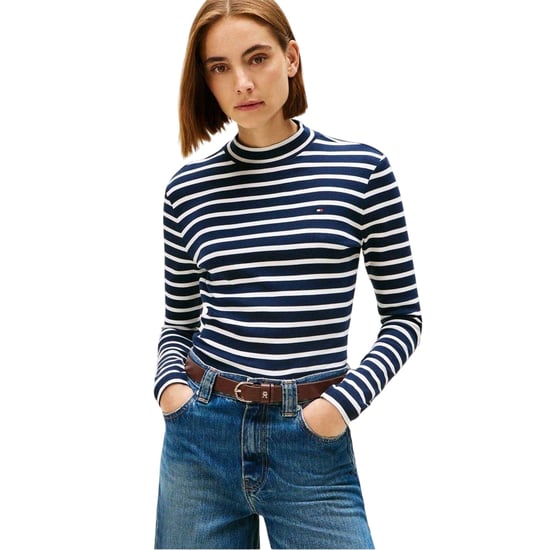 Tommy Hilfiger Womens/Ladies Striped Slim Long-Sleeved T-Shirt (Dark Navy/White) - Image 3