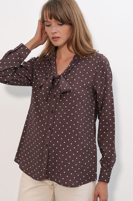 Gestippelde Poplin Blouse - Image 4