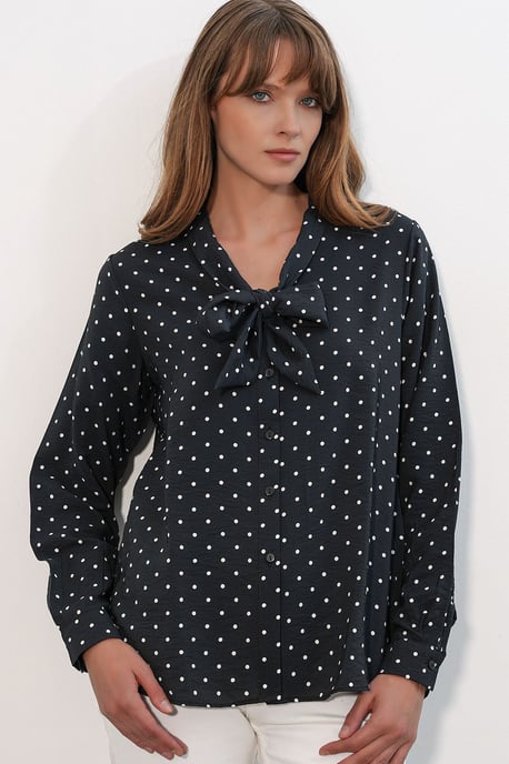 Polka Dot Poplin Shirt Blouse - Image 1