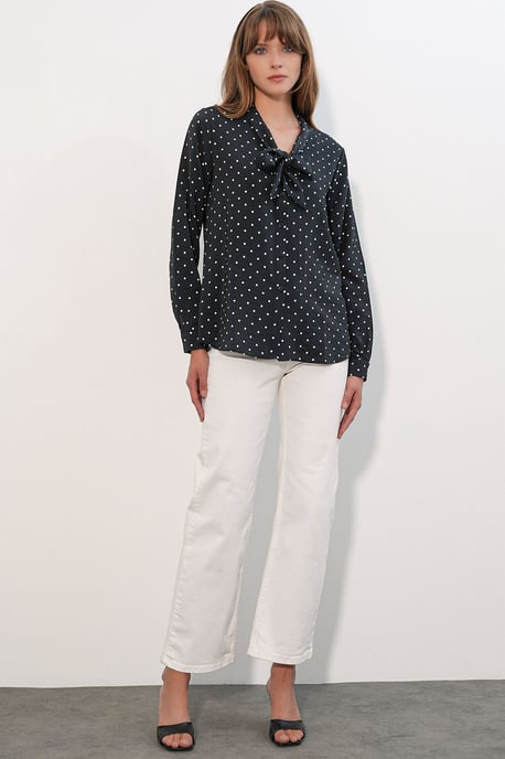 Polka Dot Poplin Shirt Blouse - Image 2