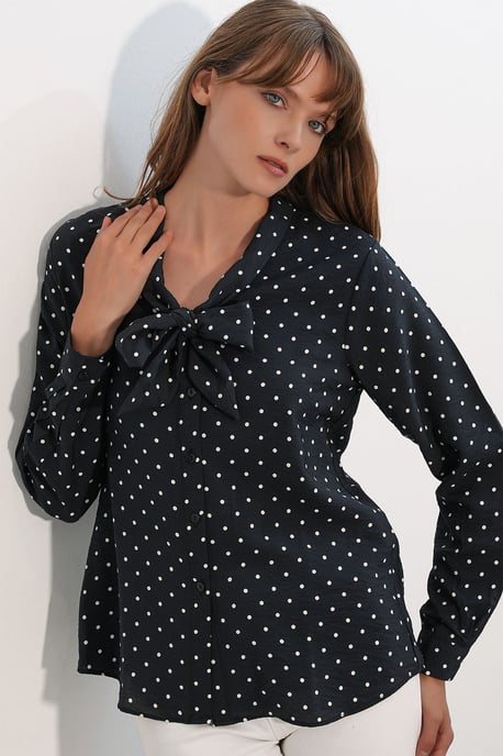 Polka Dot Poplin Shirt Blouse - Image 3