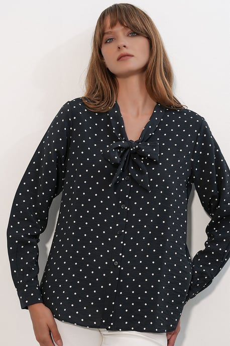 Polka Dot Poplin Shirt Blouse - Image 4