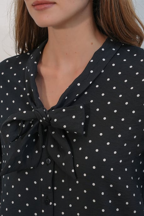 Polka Dot Poplin Shirt Blouse - Image 5