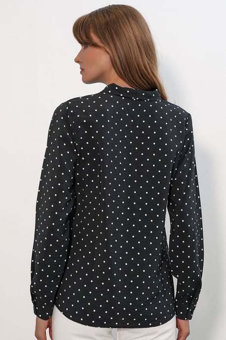 Polka Dot Poplin Shirt Blouse - Image 6