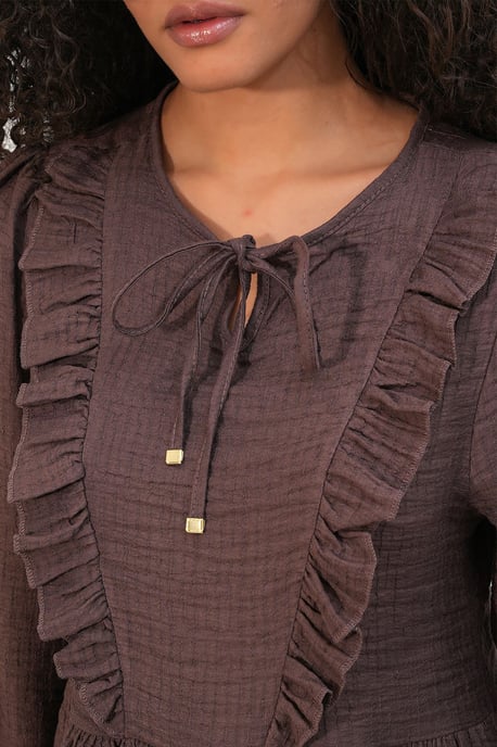Rimpelige Geweven Blouse Met Strik Sluiting - Image 5