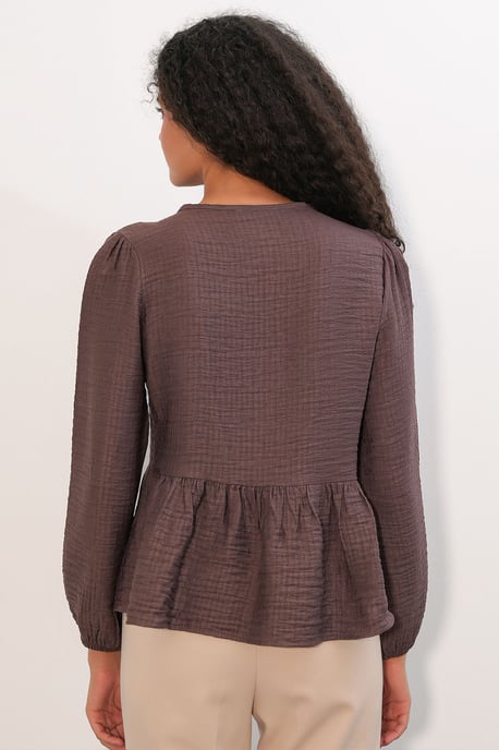 Rimpelige Geweven Blouse Met Strik Sluiting - Image 6