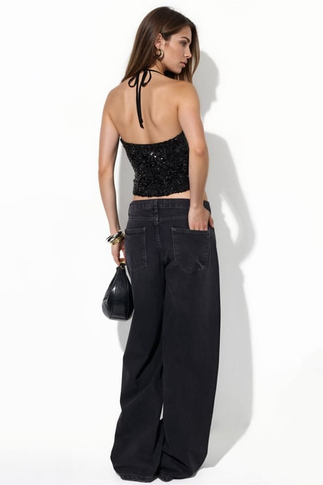 Pailletten Halternek Cropped Blouse - Image 3