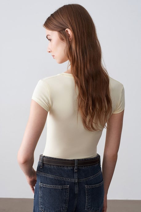 Slim Fit V-hals Jersey Blouse - Image 2