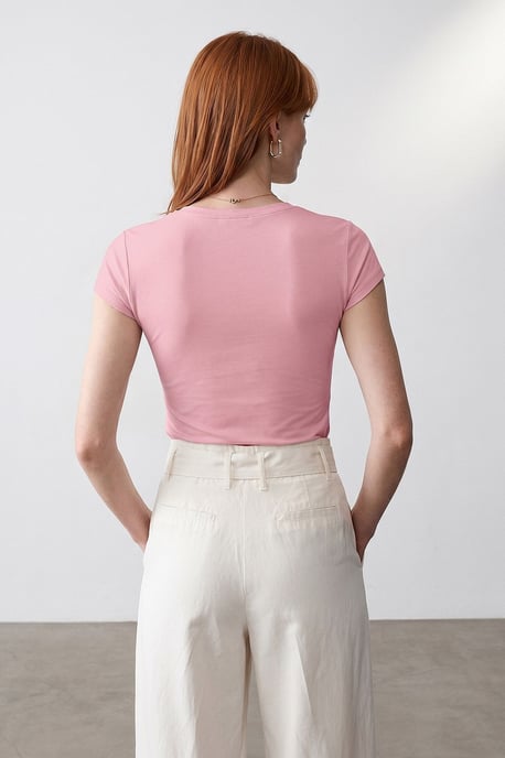 Slim Fit V-hals Jersey Blouse - Image 2