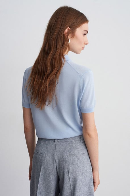 Dames Polo Kraag Knop Blouse - Image 2