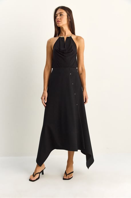 Midi A-line Skirt With Button Closure - Image 2