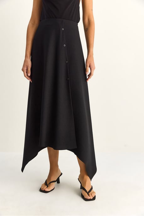 Midi A-line Skirt With Button Closure - Image 4