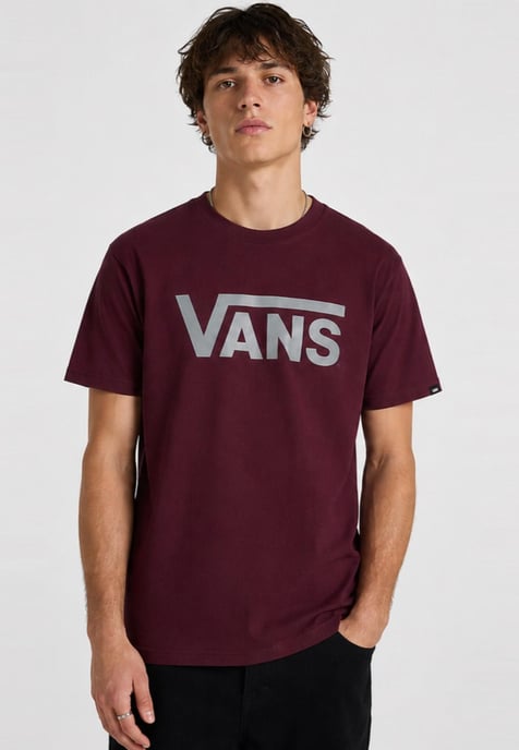 Vans Mens Classic Logo T Shirt in Burgundy/Grey - Image 1
