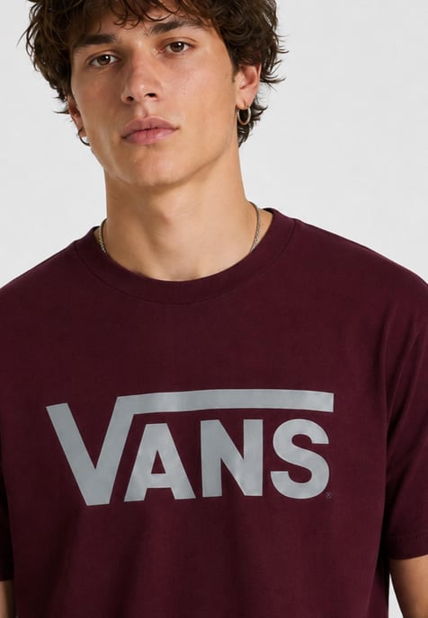Vans Mens Classic Logo T Shirt in Burgundy/Grey - Image 3