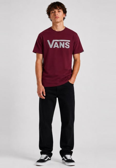 Vans Mens Classic Logo T Shirt in Burgundy/Grey - Image 5