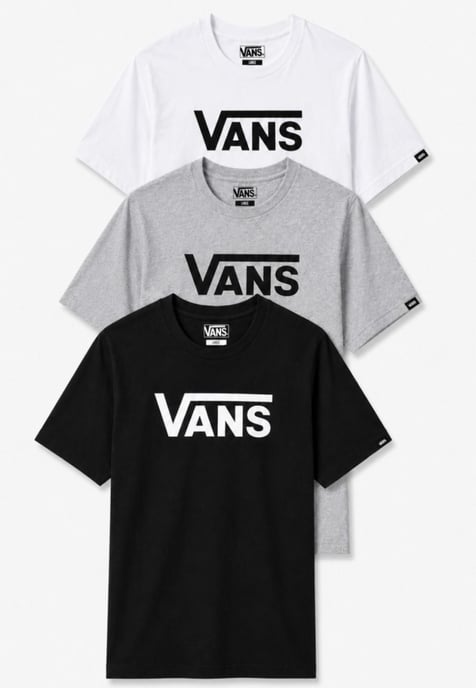 3 Pack Vans Mens Classic Logo T Shirt in Black / Grey / White - Image 1