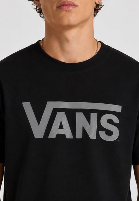 Vans Mens Classic Logo T Shirt in Black/Silver - Image 3