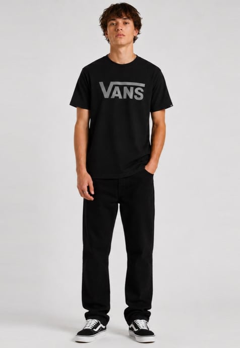 Vans Mens Classic Logo T Shirt in Black/Silver - Image 5