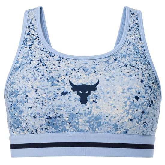Under Armour x Project Rock Printed Womens Blue Sports Bra - Image 1