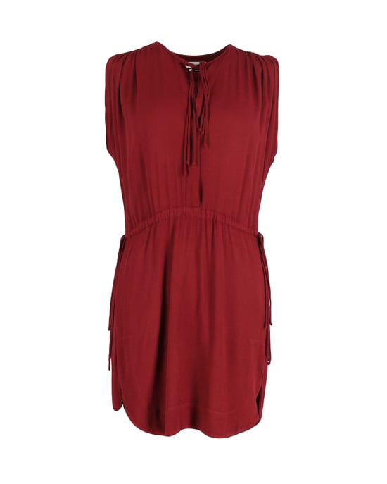 Isabel Marant mouwloze mini-jurk met trekkoord in de taille in bordeauxrood katoen - Image 1
