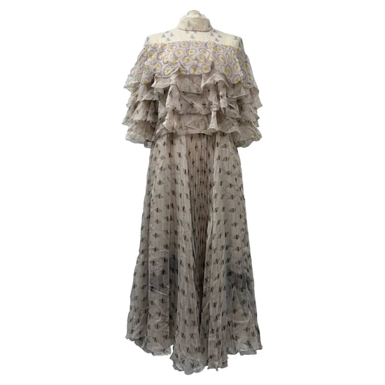 Valentino geplooide midi-jurk van beige zijde - Image 1