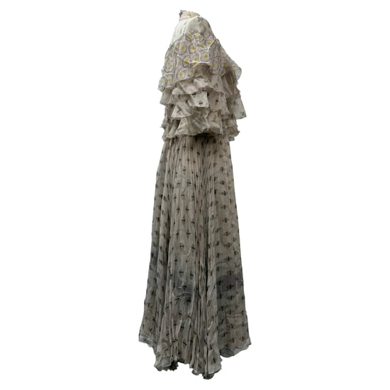 Valentino geplooide midi-jurk van beige zijde - Image 2