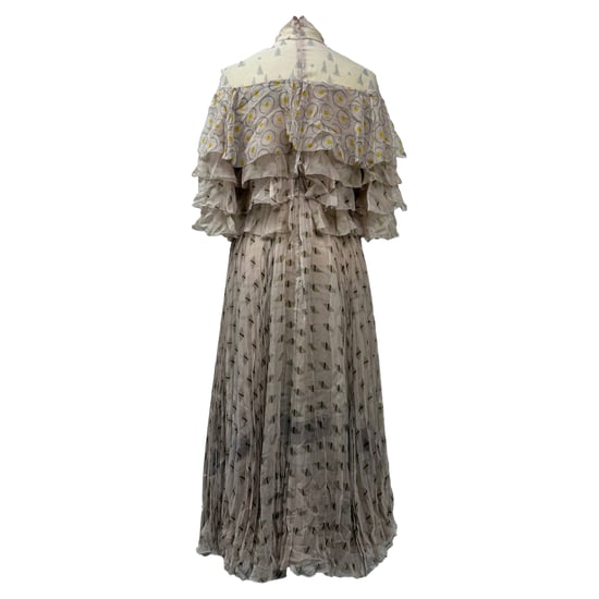 Valentino geplooide midi-jurk van beige zijde - Image 3