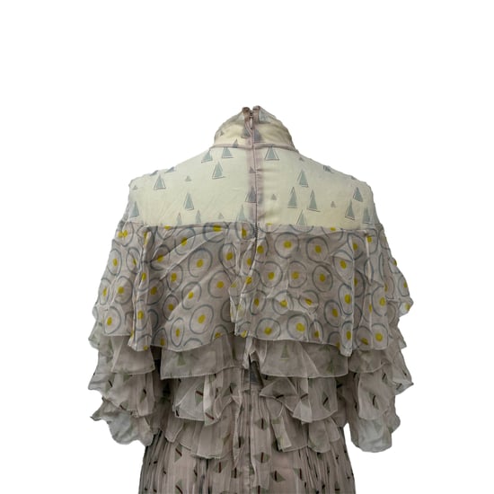 Valentino geplooide midi-jurk van beige zijde - Image 4