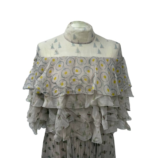 Valentino geplooide midi-jurk van beige zijde - Image 6
