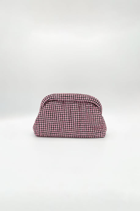 Crystal Pouch Clutch Bag In Pink - Image 2