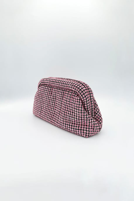 Crystal Pouch Clutch Bag In Pink - Image 3
