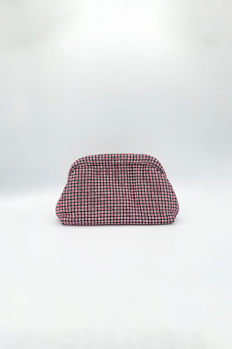 Crystal Pouch Clutch Bag In Pink - Image 4