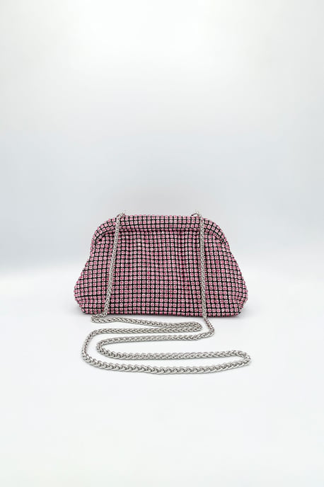 Crystal Pouch Clutch Bag In Pink - Image 5