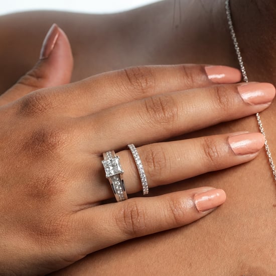 Women's Ring and Wedding Band Set in 925 Sterling Silver with Princess Cut Cubic Zirconia BIAN023 - Image 3