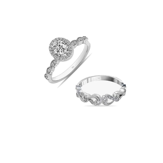 Women's Duo Brilliant Ring Set in 925 Sterling Silver BIAN024 - Image 1