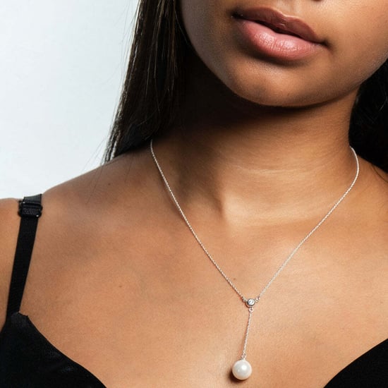 Women's Lariat Necklace with Pearl and Cubic Zirconia in 925 Sterling Silver BICLL019 - Image 5