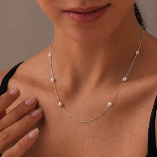 Kvinnors halsband i sterling silver 925 med pärlor BICLL031 - Image 2