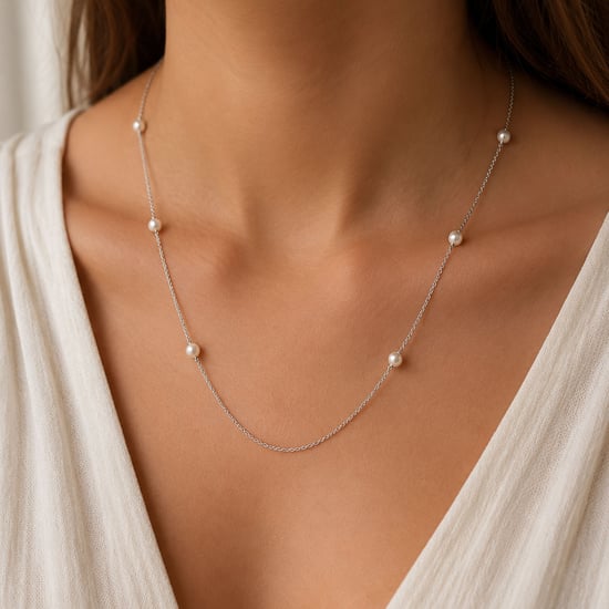 Kvinnors halsband i sterling silver 925 med pärlor BICLL031 - Image 3