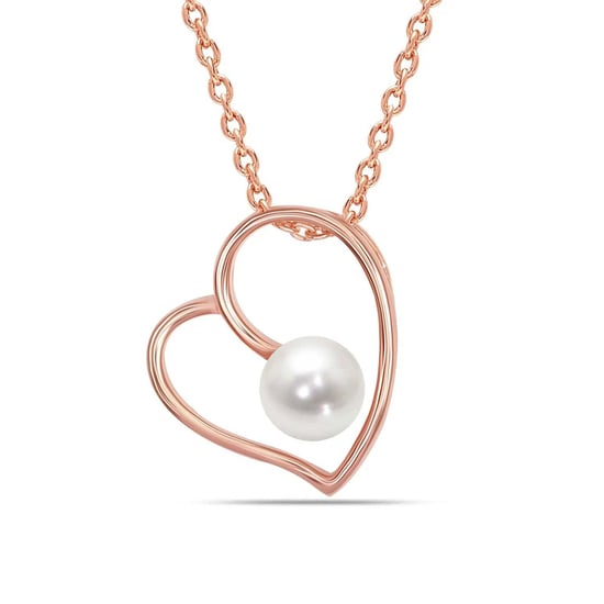 Dames Rose Gouden Hartketting met Parel, 925 Sterling Zilver BICLL020 - Image 1