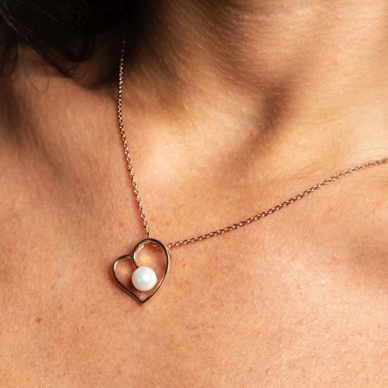 Dames Rose Gouden Hartketting met Parel, 925 Sterling Zilver BICLL020 - Image 2