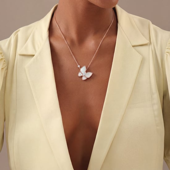 Damesketting met Vlindero pendant en Cubic Zirconia in Roze Goud en 925 Sterling Zilver BICLL035 - Image 3