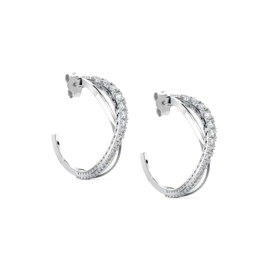 Vrouwen Cross Hoepel Oorbellen in 925 Sterling Zilver BIPE026 - Image 1