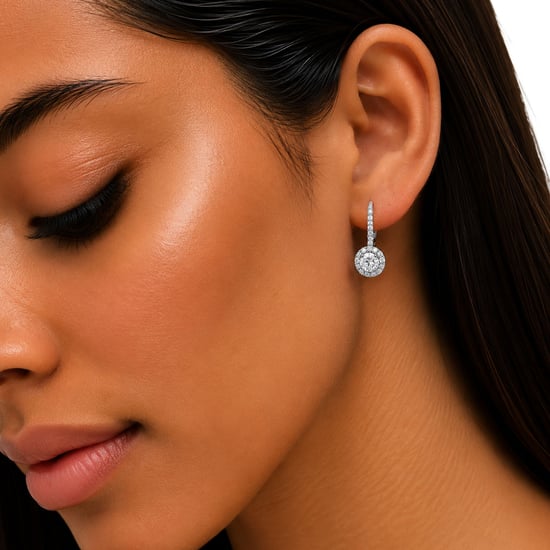 Women's Hoop Earrings in 925 Sterling Silver with Cubic Zirconia BIPE073 - Image 3
