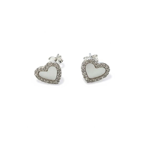 Vrouwen Hart Oorbellen in Zilver met Moeder van Parel en Cubic Zirconia BIPE084 - Image 1