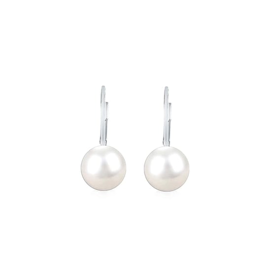Women's Earrings White Pearl Catalan Clasp 925 Sterling Silver BIPE040 - Image 1
