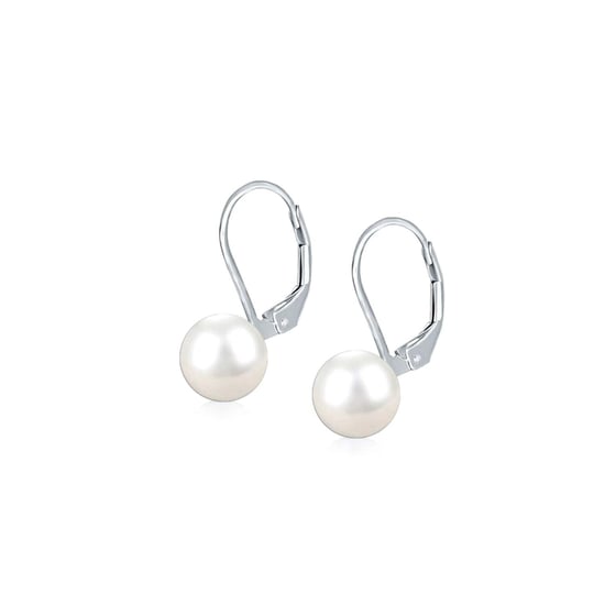 Women's Earrings White Pearl Catalan Clasp 925 Sterling Silver BIPE040 - Image 3