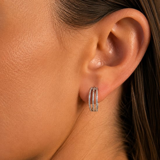 Dames Triple Hoop Oorbellen in 925 Sterling Zilver BIPE077 - Image 2