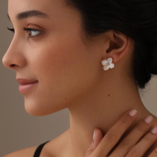 Damerna Örhängen i Pärlemor med Fyrklöverdesign, Guldpläterade och 925 Sterling Silver BIPE025 - Image 3