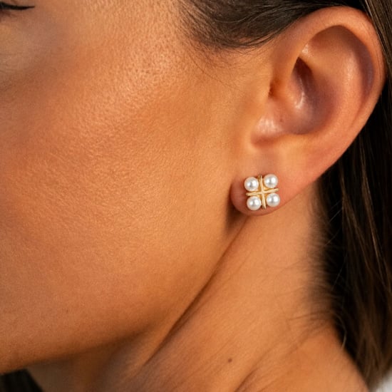 Women's Pearl Cross Earrings in 925 Sterling Silver with Gold Plating BIPE023 - Image 3
