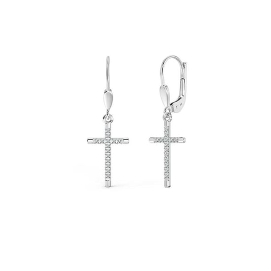 Women's Sparkling Cross Earrings in 925 Sterling Silver with Cubic Zirconia BIPE054 - Image 1